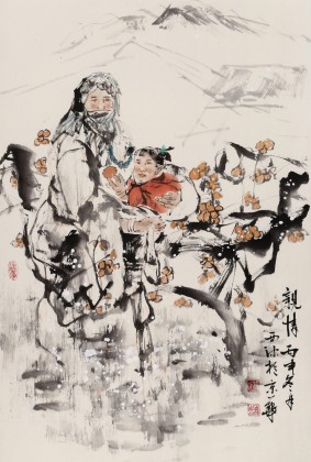 楊西沐 四尺三開《親情》 中國美術家協會會員（詢價）
