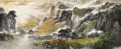 【已售】李碧峰 小八尺《碧湖秋韻圖》 中國(guó)書(shū)畫(huà)家協(xié)會(huì)理事