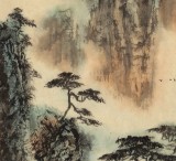 何實(shí) 四尺三開《幽谷鳴禽》吉林著名山水畫家