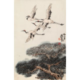 【已售】鄒友蒸 《松鶴呈祥》1993年 已故國畫大家