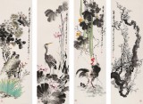 王寶欽 四條屏《清香》 當代花鳥牡丹畫名家（詢價）