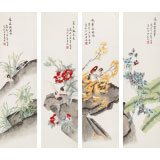 凌雪 四條屏《四季花鳥》 北京美協(xié)會(huì)員