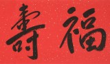 【已售】范揚(yáng) 四尺對(duì)開(kāi)《福壽康寧》 有合影