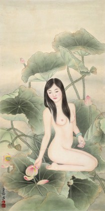 劉金前 三尺《夏日荷塘》 著名仕女畫家
