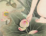 劉金前 三尺《夏日荷塘》 著名仕女畫家