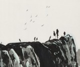王永剛 四尺三開手指畫《山居圖》 國家一級美術師（詢價）