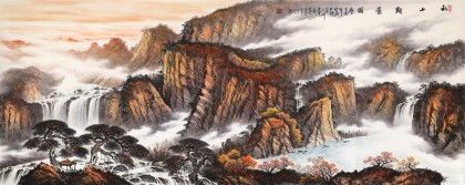 張慧仁 小八尺《秋山觀瀑圖》 廣西山水畫家協會常務理事