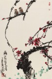 王永剛 四尺三開手指畫《梅花雙雀》 國家一級美術師（詢價）