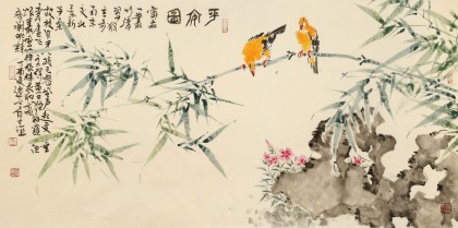 曲逸之 四尺《平安圖》  河南省著名花鳥畫家