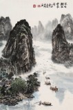 申凌翔 四尺三開《家住漓江云水間 》 廣西山水畫名家