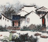 【已售】張春奇 四尺《水鄉細雨》徐悲鴻紀念館藝術中心理事（詢價）