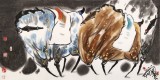 王永剛 四尺《雙駿圖》 國家一級美術師（詢價）