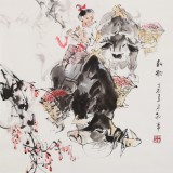 尹和平 四尺斗方《秋歌》 當代鄉土童趣繪畫名家