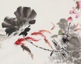 【已售】王寶欽 小六尺《連年有余》當代花鳥牡丹畫名家（詢價）