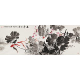 【已售】王寶欽 小六尺《連年有余》當(dāng)代花鳥牡丹畫名家（詢價）