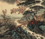【已售】何實 四尺三開《寒山轉蒼翠》 吉林著名山水畫家