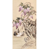 皇甫小喜 四尺《遙聞碧潭上 春晚紫藤開(kāi)》 河南著名花鳥(niǎo)畫(huà)家