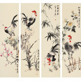 【已售】皇甫小喜 四條屏《梅蘭竹菊》 河南著名花鳥畫家