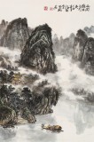 申凌翔 四尺三開《雨潤漓江三月天》 廣西山水畫名家