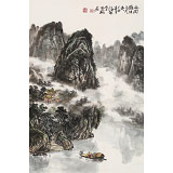 申凌翔 四尺三開《雨潤漓江三月天》 廣西山水畫名家