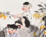 【已售】尹和平 四尺斗方《五月情》 當代鄉(xiāng)土童趣繪畫名家