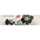 庾超然 六尺對開《出水荷風帶露香》 黃鶴樓書畫院院長
