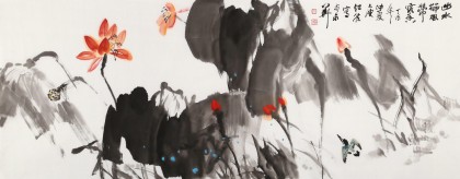 庾超然 小六尺《出水荷風帶露香》 黃鶴樓書畫院院長