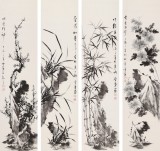 【已售】何華賢 四條屏《梅蘭竹菊》 潁淮書畫名家