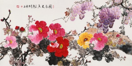 黃藝 四尺《國色天香》 吉祥家居風水畫