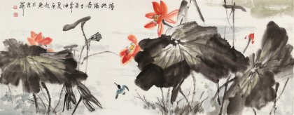 庾超然 小六尺《清池溢香》 黃鶴樓書畫院院長