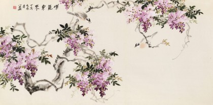 【已售】皇甫小喜 四尺《紫氣東來》 河南著名花鳥畫家