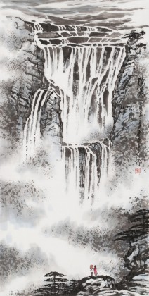 【已售】張春奇 三尺《聽瀑》 徐悲鴻紀念館藝術中心理事（詢價）