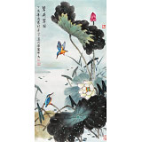 【已售】孫浩群《碧荷翠羽》 八十歲學院派繪畫名家（詢價）