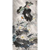 孫浩群 《碧荷翠羽》 八十歲學(xué)院派繪畫名家（詢價(jià)）