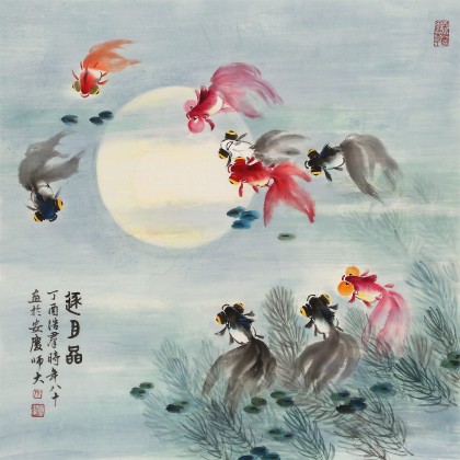 【已售】孫浩群 《逐月圖》 八十歲學院派繪畫名家（詢價）