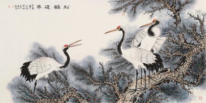 朱祖義 四尺《松鶴延年》 中國老子書畫院副院長