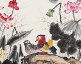 【已售】朱祖義 四尺《荷塘清趣》 中國老子書畫院副院長