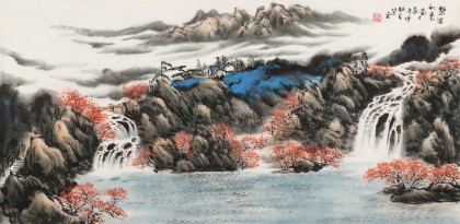 【已售】徐來選 四尺《碧波秋色圖》 河南美協會員