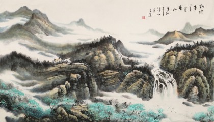 徐來選 六尺《點染朱墨寫春山》 河南美協會員