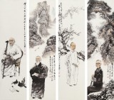 【已售】庾超然 1.8米《翰墨千秋》四聯 黃鶴樓書畫院院長