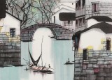 【已售】苗雨 四尺斗方《憶江南》 遼寧工美教授 師從吳冠中
