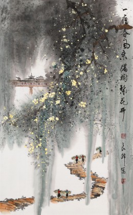 【已售】譚良干 大三尺《一夜春風(fēng)來 滿樹梨花開》 貴州山水畫名家