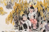尹和平 四尺《秋趣》 當(dāng)代鄉(xiāng)土童趣繪畫名家