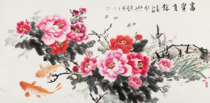 【已售】梁景欣 四尺《富貴有余》 青大美院學院派畫家