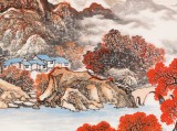 【已售】蔣元發 小六尺《萬山紅遍 源遠流長》 廣西著名山水畫家