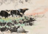 尹和平 四尺《晨曲》 當代鄉(xiāng)土童趣繪畫名家
