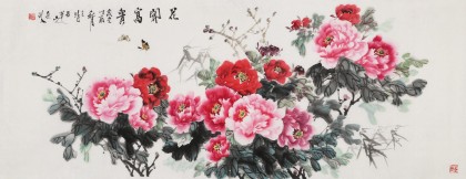 【已售】梁景欣 小六尺《花開富貴》 青大美院學院派畫家