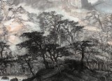 管旺林 四尺《嶺南晨韻圖》 中美協會員