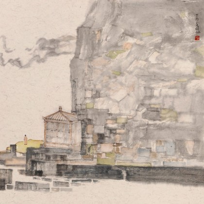 管旺林 三尺斗方《山靜云悠然》 中美協(xié)會(huì)員