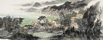管旺林 小六尺《波上寒煙翠》 中美協會員